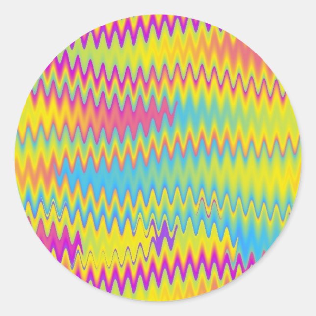 Regenbogenzigzack Runder Aufkleber (Vorderseite)