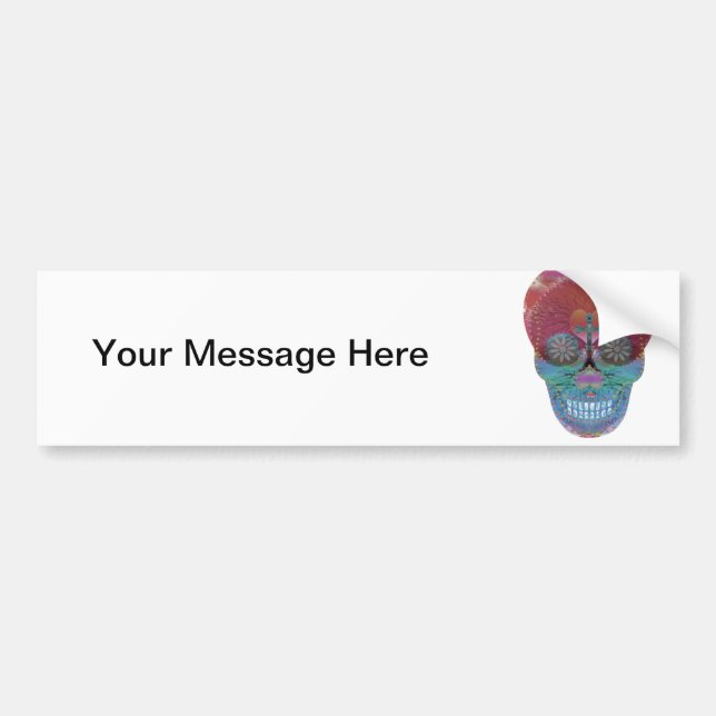 Regenbogenzuckerschädel mit Baum des Lebens und Autoaufkleber (Vorne)