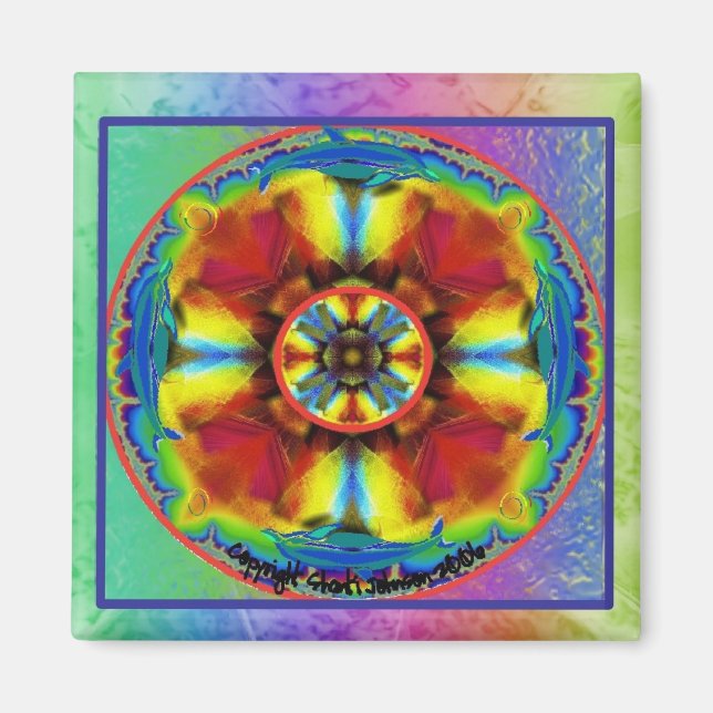 Regenbowchakramandala2 Magnet (Vorne)