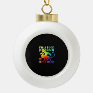 Regenbows Ich bin ein Buchdrachen, kein Wurm-LGBT- Keramik Kugel-Ornament