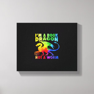 Regenbows Ich bin ein Buchdrachen, kein Wurm-LGBT- Leinwanddruck