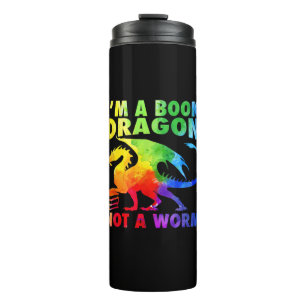 Regenbows Ich bin ein Buchdrachen, kein Wurm-LGBT- Thermosbecher