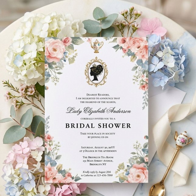 Regency-Ära Blumen-Braut-Party Einladung (Von Creator hochgeladen)