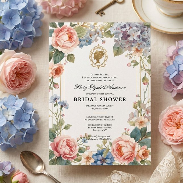 Regency-Ära Blumen-Braut-Party Einladung (Von Creator hochgeladen)
