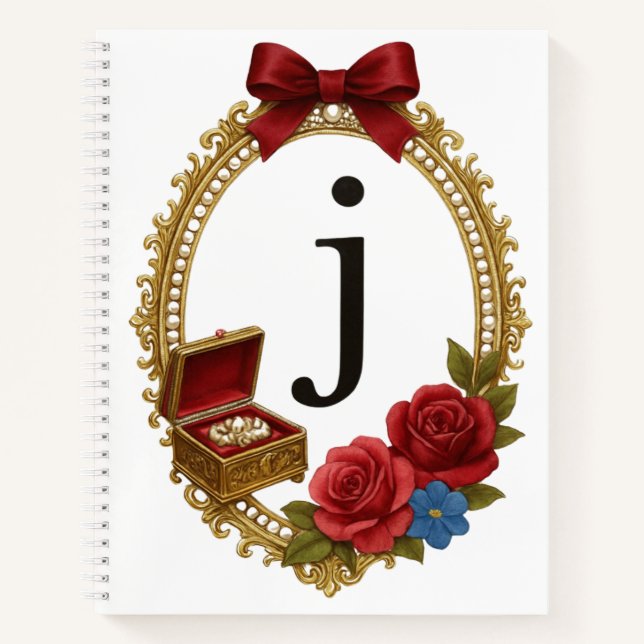 Regency Art Letter J Luxury Monogram Journal Notizbuch (Vorderseite)