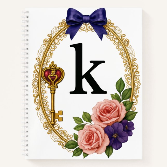 Regency Art Letter K Luxury Monogram Journal Notizbuch (Vorderseite)