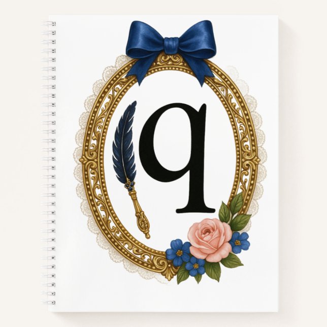 Regency Art Letter Q Luxury Monogram Journal Notizbuch (Vorderseite)