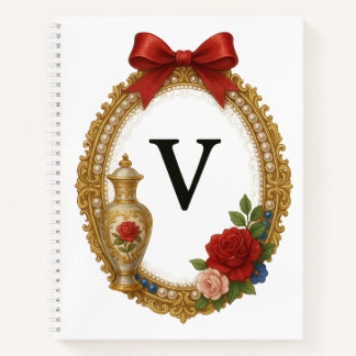 Regency Art Letter V Luxury Monogram Journal Notizbuch