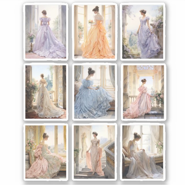 Regency Ballgown Vinyl Aufkleber (Vorderseite)