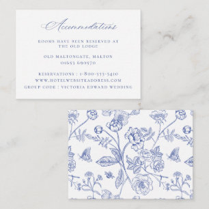Regency Blau Florale Hochzeitsunterkünfte Begleitkarte