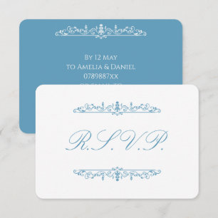 Regency Blau & Weiß RSVP Karte