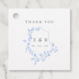 Regency Blue Blätter Wappen Monogram Vielen Dank Geschenkanhänger