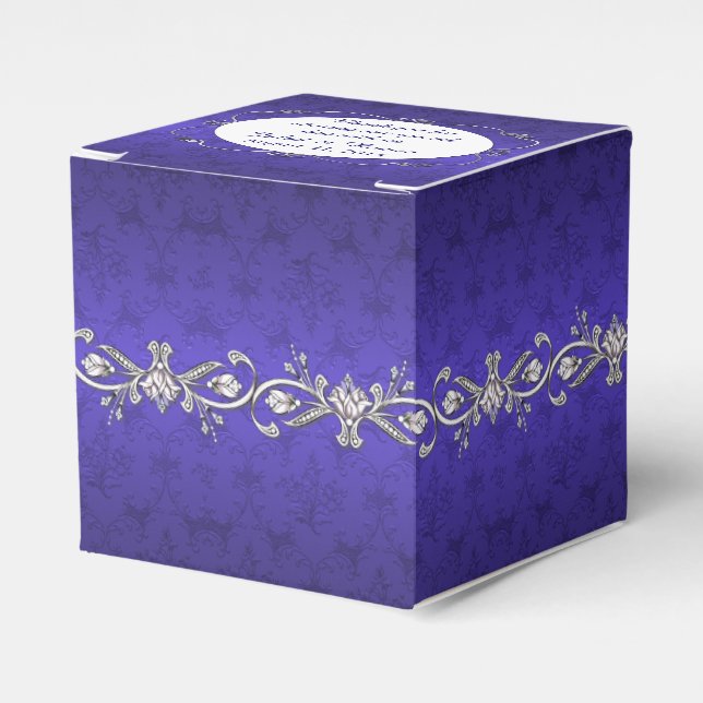 Regency Blue Damask Custom Wedding Favor Geschenkb Geschenkschachtel (Vorderseite)