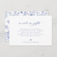 Regency Blue Floral A Note on Gifts Wedding Card