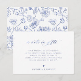 Regency Blue Floral A Note on Gifts Wedding Card Einladung