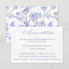 Regency Blue Floral Wedding Card Einladung