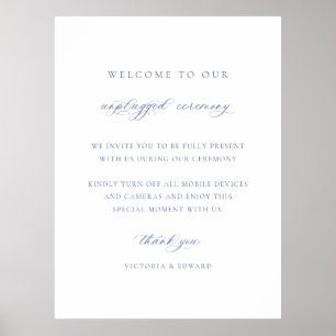 Regency Blue Unplugged Zeremonie Wedding Sign Poster