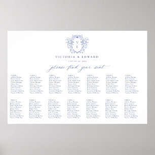 Regency Blue Wappen Monogram Seating Chart Poster