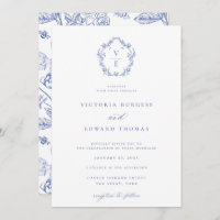 Regency Blue Wappen Monogram Wedding
