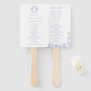 Regency Blue Wappen Monogram Wedding Program Fächer