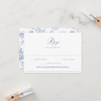 Regency Blue Wedding Food Allergy Diet RSVP Card