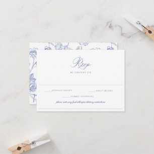 Regency Blue Wedding Food Allergy Diet RSVP Card Einladung