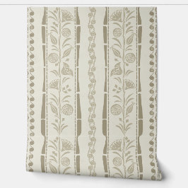 Regency-Blumenstreifen - Khaki - Creme Tapete