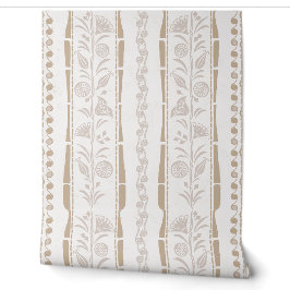 Regency-Blumenstreifen - Sand-Beige - Creme  Tapete