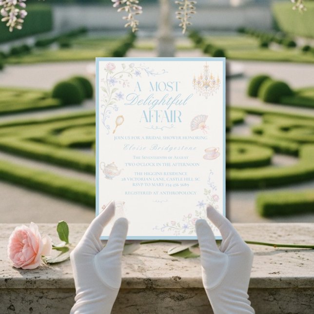 Regency-Blumentee-Garten Brautdusche Einladung (Regency Floral Tea garden Bridal shower Invitation)