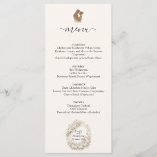 Regency-Botanik-Stich-Hochzeitsmenükarte Menükarte