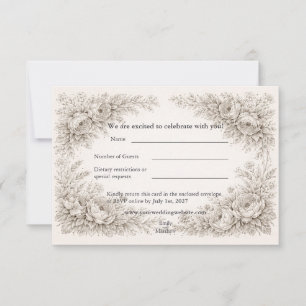 Regency Botanische Gravur Hochzeit Dankeskarte