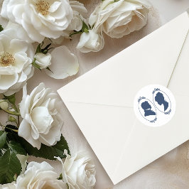 Regency Bridgerton Blue Rose Cameo Wedding Runder Aufkleber