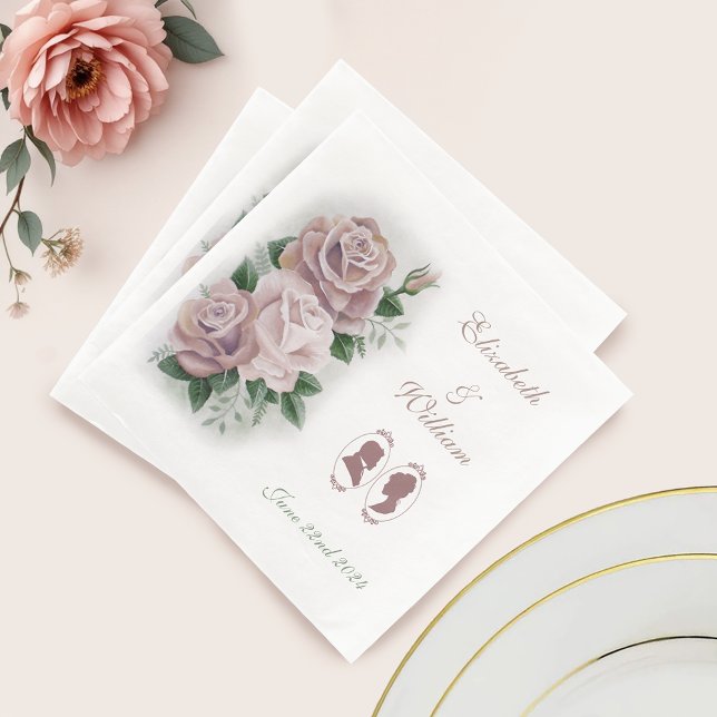 Regency Bridgerton Pink Roses Cameos Serviette (Von Creator hochgeladen)