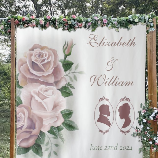 Regency Bridgerton Pink Roses Cameos Wandteppich (Von Creator hochgeladen)