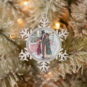 Regency Christmas Shoppers - Jane Austen Schneeflocken Zinn-Ornament