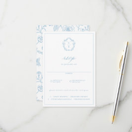 Regency Crest Light Blue Meal Choice Wedding RSVP Karte