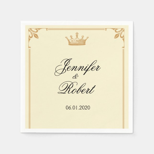 Regency Crown in Gold und Elfenbein Serviette (Vorderseite)