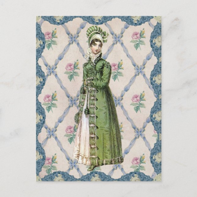Regency-Dame in Grün Postkarte (Vorderseite)