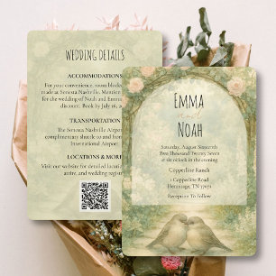 Regency-Englischer-Garten-Rosa-Rosen-Hochzeits-QR- Einladung