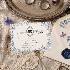 Regency-Epoche Blaue Blumige Hochzeit RSVP Karte