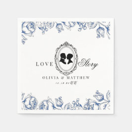 Regency-Epoche Blaue Blumige Hochzeit Serviette