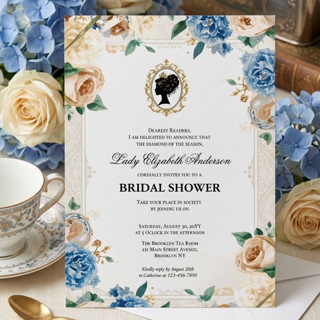 Regency-Epoche Floral-Braut-Dusche Einladung (Von Creator hochgeladen)