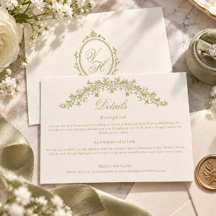 Regency-Epoche Hochzeit Elegante Erbstück-Details Begleitkarte