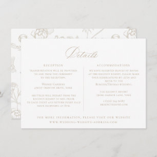 Regency Era Beige Floral Wedding Details Card Einladung