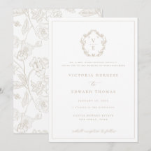 Regency Era Beige Wappen Monogram Wedding