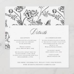 Regency Era Black Floral Wedding Details Card Einladung