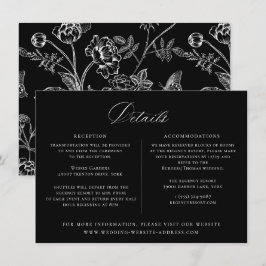 Regency Era Black Floral Wedding Details Card Einladung