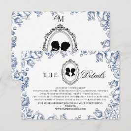 Regency-Era Blaue Blumige Hochzeit Begleitkarte