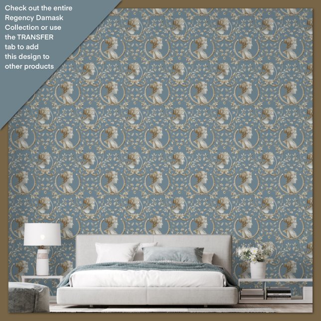 Regency Era Cameo und Floral Damask Inspiriert Tapete (Von Creator hochgeladen)
