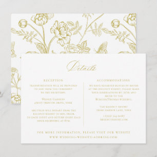 Regency Era Gold Floral Wedding Details Card Einladung